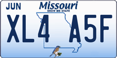 MO license plate XL4A5F