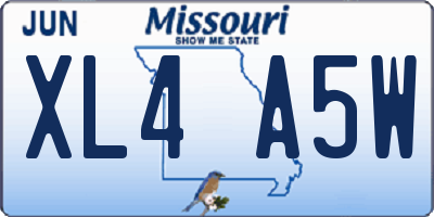 MO license plate XL4A5W