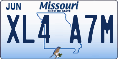 MO license plate XL4A7M