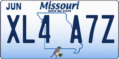 MO license plate XL4A7Z