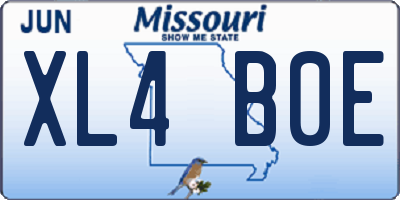 MO license plate XL4B0E