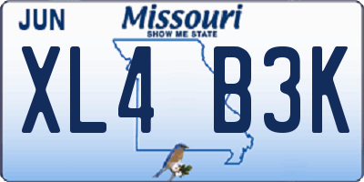 MO license plate XL4B3K