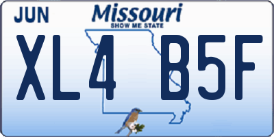 MO license plate XL4B5F