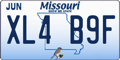 MO license plate XL4B9F