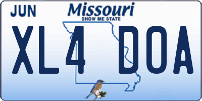MO license plate XL4D0A