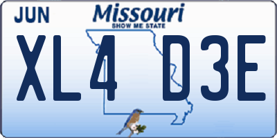MO license plate XL4D3E