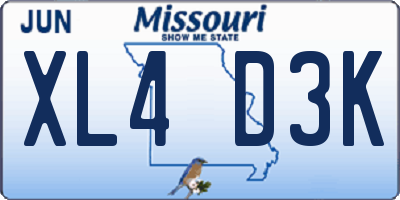 MO license plate XL4D3K