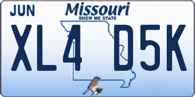 MO license plate XL4D5K