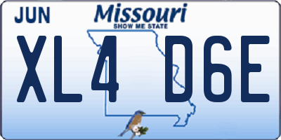 MO license plate XL4D6E