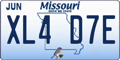 MO license plate XL4D7E