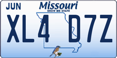 MO license plate XL4D7Z