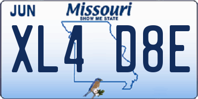 MO license plate XL4D8E