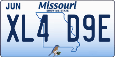 MO license plate XL4D9E