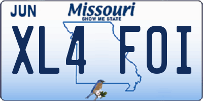 MO license plate XL4F0I