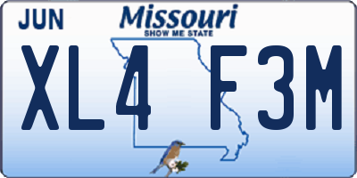 MO license plate XL4F3M