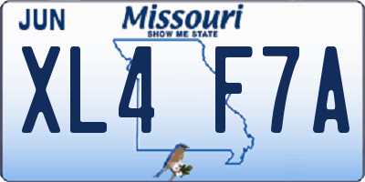 MO license plate XL4F7A