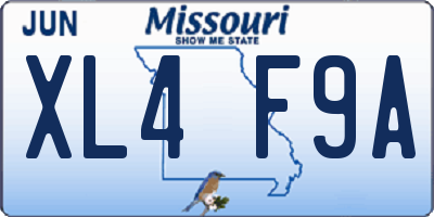 MO license plate XL4F9A