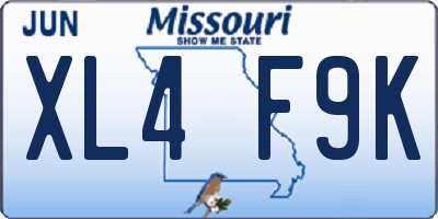 MO license plate XL4F9K