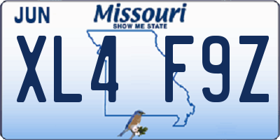 MO license plate XL4F9Z