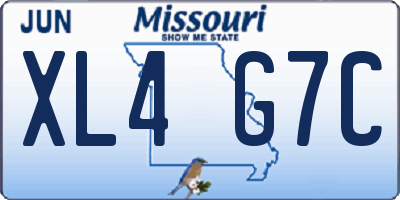 MO license plate XL4G7C