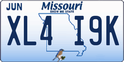 MO license plate XL4I9K