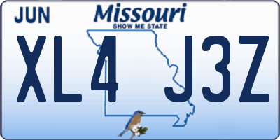 MO license plate XL4J3Z