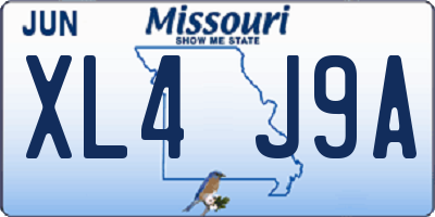 MO license plate XL4J9A