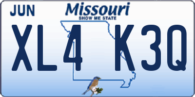 MO license plate XL4K3Q