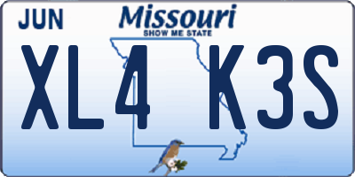 MO license plate XL4K3S