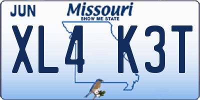 MO license plate XL4K3T