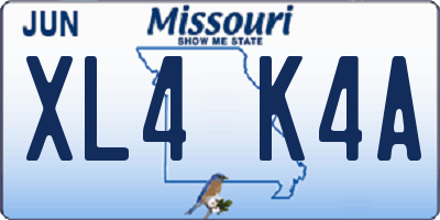 MO license plate XL4K4A