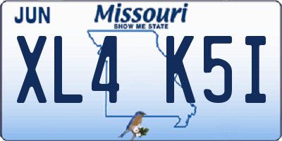 MO license plate XL4K5I
