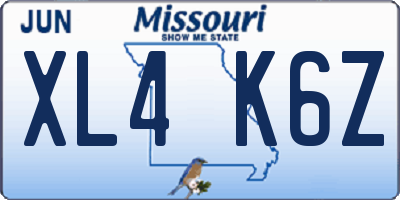 MO license plate XL4K6Z