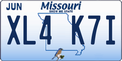 MO license plate XL4K7I