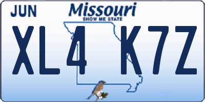 MO license plate XL4K7Z