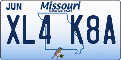 MO license plate XL4K8A