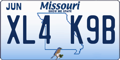MO license plate XL4K9B