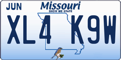 MO license plate XL4K9W