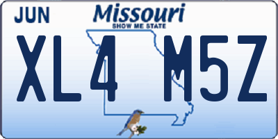 MO license plate XL4M5Z