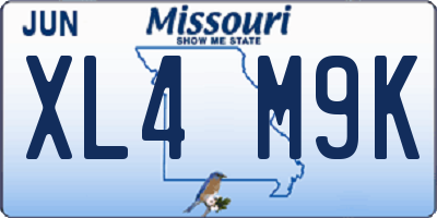 MO license plate XL4M9K