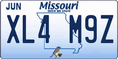 MO license plate XL4M9Z