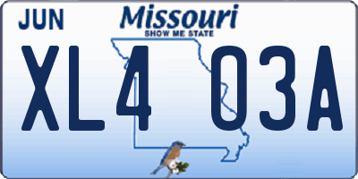 MO license plate XL4O3A