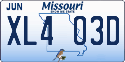 MO license plate XL4O3D