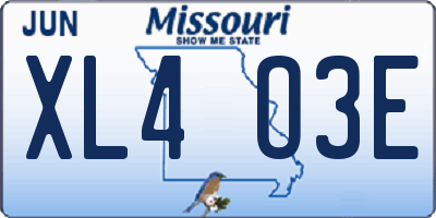 MO license plate XL4O3E