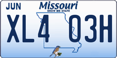 MO license plate XL4O3H