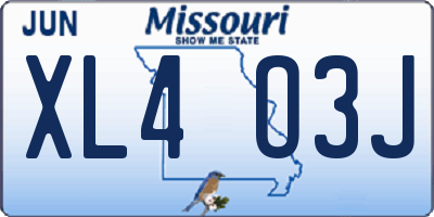 MO license plate XL4O3J