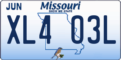 MO license plate XL4O3L