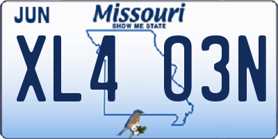 MO license plate XL4O3N