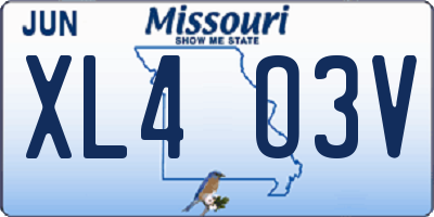 MO license plate XL4O3V