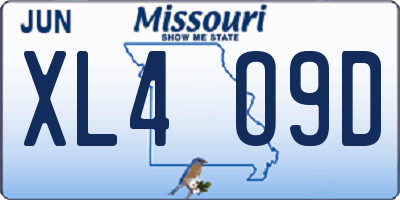 MO license plate XL4O9D